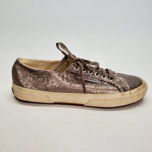 Superga Womens Sneakers Shoes Metallic S00D5K0 Sequin‎ Low Top Lace Up 9.5M